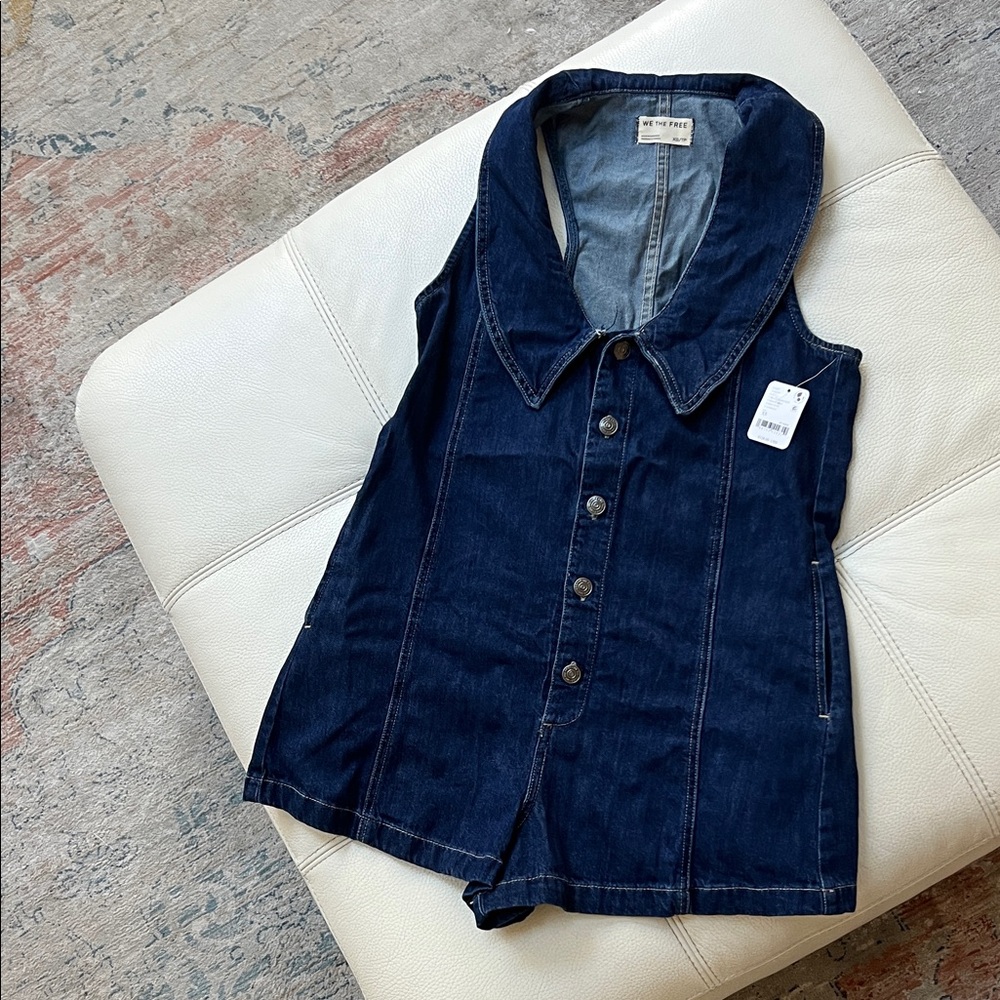 We The Free Sleeveless Denim Romper NWT